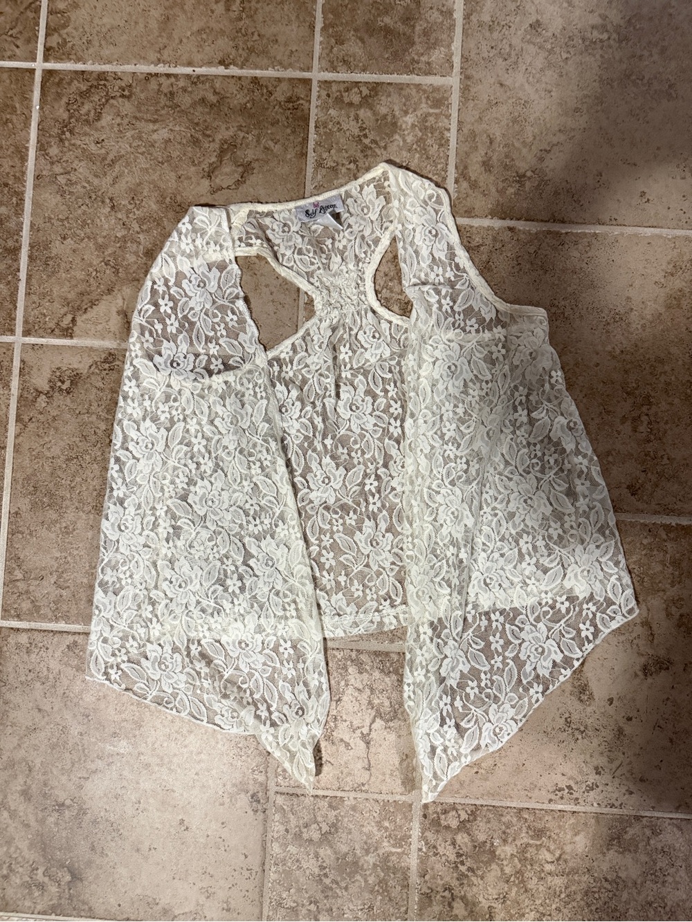 Sheer Lace Open-Front Tank - Ivory